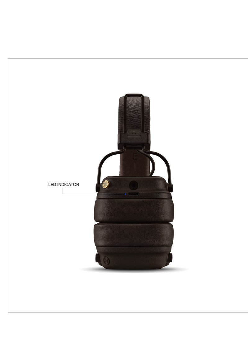 Major V Bluetooth Headphones - Foldable Wireless Headphones Bluetooth With 100+ Hours Of Playtime, Brown