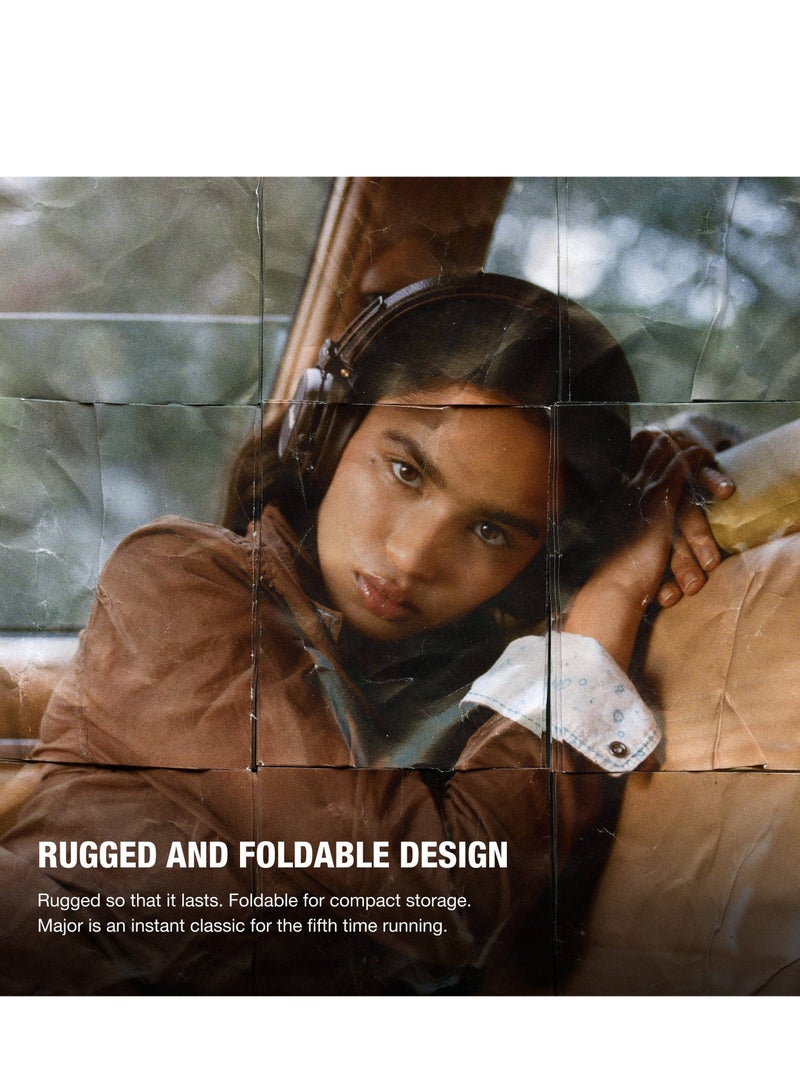 Major V Bluetooth Headphones - Foldable Wireless Headphones Bluetooth With 100+ Hours Of Playtime, Brown