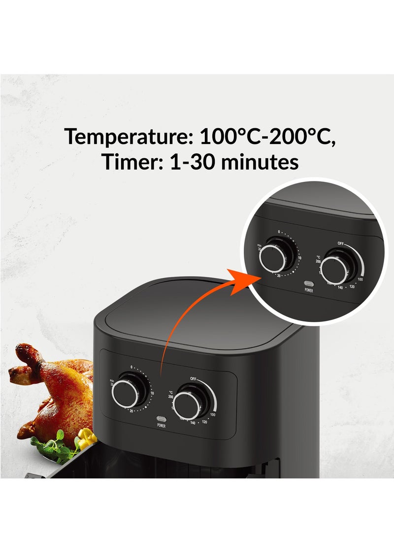 Air Fryer 4.5 L With 30 Min Timer| Pot With A Rack, Both With Non Stick Coating| Oil Free, Adjustable Time & Temperature| Vortex Air Frying Technology, Cooks 30% Faster 4.5 L 1600 W GAF37541 Black