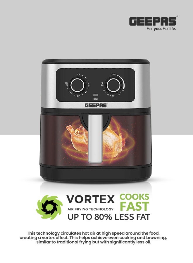 Air Fryer Equipped With Vortex Air Frying Technology| 7 L Capacity With A Rack| Oil Free Cooking | Adjustable Timer And Temperature, 1-30 Minutes Timer| Ideal For Making Fries, Steak, Chicken, Cake, Meat, Bread | 2 Years Warranty 7 L 1800 W GAF37506 Silver