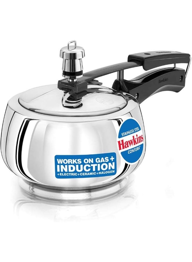 1.5Liters Stainless Steel Contura Induction Compatible Inner Lid Pressure Cooker 1.5 Litre Silver SSC15 Silver