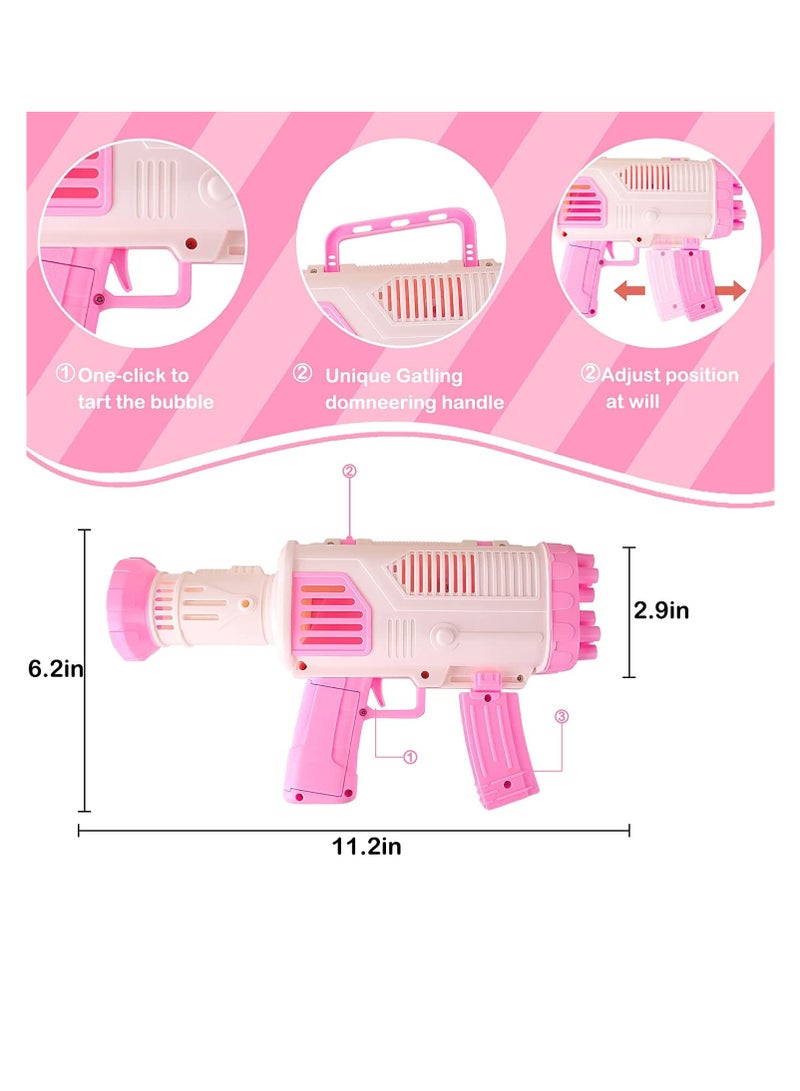 Bubble Gun Rocket Bubble Blowers Machine, Electric Blower Water Toy Big Bubble Blowers Maker for Wedding Summer Birthday Party Outdoor Fun Toy, Great Gift Idea for Adults Boys Girls Toddler, Pink