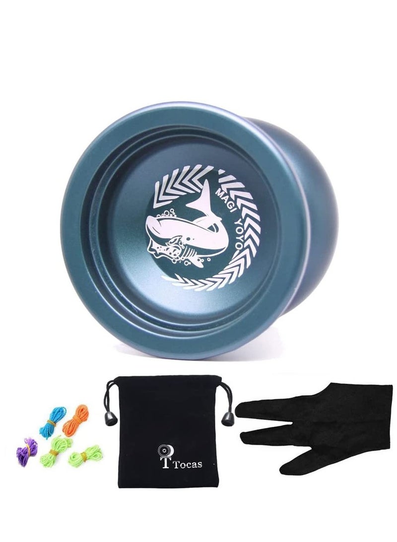 YOYO Pro Unresponsive Yoyos N12 Shark Honor Magic Yoyo Metal Yo-yos Professional Yo Yo, Dark Blue