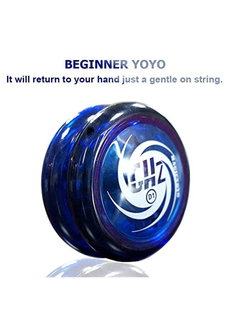 D1 GHZ Looping Yoyo Responsive Yoyo Ball for kids, Beginner Yoyo, Easy to Play and Practise Basic Looping Tricks, with 6 Yoyo Strings, Yo-Yo Glove, Yo Yo Bag (D1 - Blue)