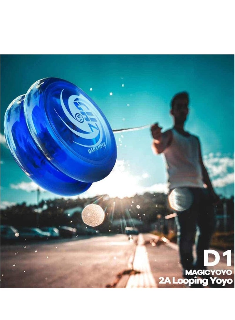 D1 GHZ Looping Yoyo Responsive Yoyo Ball for kids, Beginner Yoyo, Easy to Play and Practise Basic Looping Tricks, with 6 Yoyo Strings, Yo-Yo Glove, Yo Yo Bag (D1 - Blue)