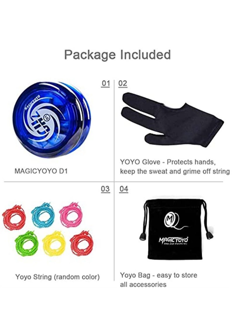 D1 GHZ Looping Yoyo Responsive Yoyo Ball for kids, Beginner Yoyo, Easy to Play and Practise Basic Looping Tricks, with 6 Yoyo Strings, Yo-Yo Glove, Yo Yo Bag (D1 - Blue)