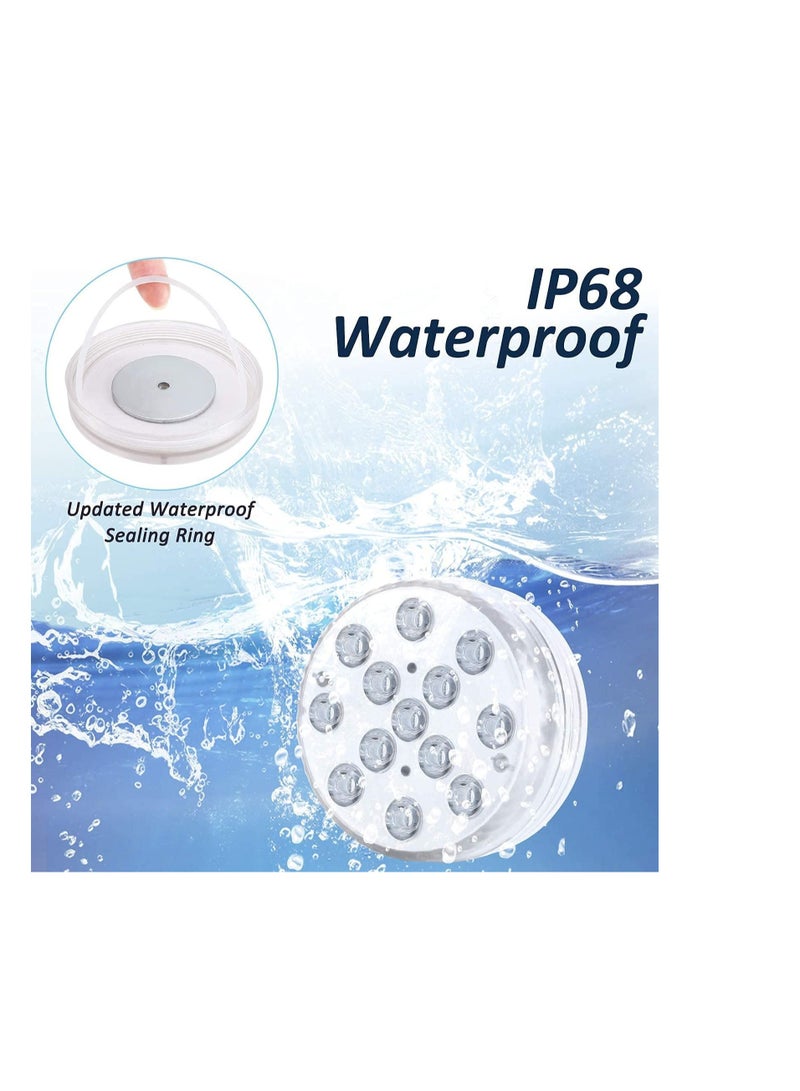 Pool Lights, littobia Submersible LED Lights with Magnet and Suction Cups, RF Remote Pool Lights, IP68 Waterproof, Underwater Timing with 13 LED Pool Light 1 Pack 2.8 INCH