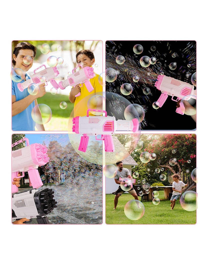 Bubble Gun Rocket Bubble Blowers Machine, Electric Blower Water Toy Big Bubble Blowers Maker for Wedding Summer Birthday Party Outdoor Fun Toy, Great Gift Idea for Adults Boys Girls Toddler, Pink