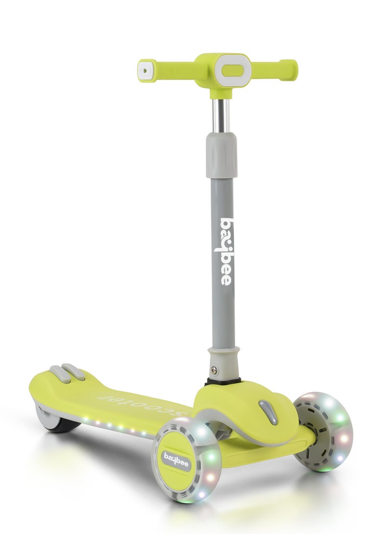 Baybee Cruze Skate Scooter for Kids 3 Wheel Kids Scooter with 3 Height Adjustable Baby Scooter with LED PU Wheels, Light & Music Kick Scooter for Baby Scooter for Kids 3 to 8 Years Boy Girl Green