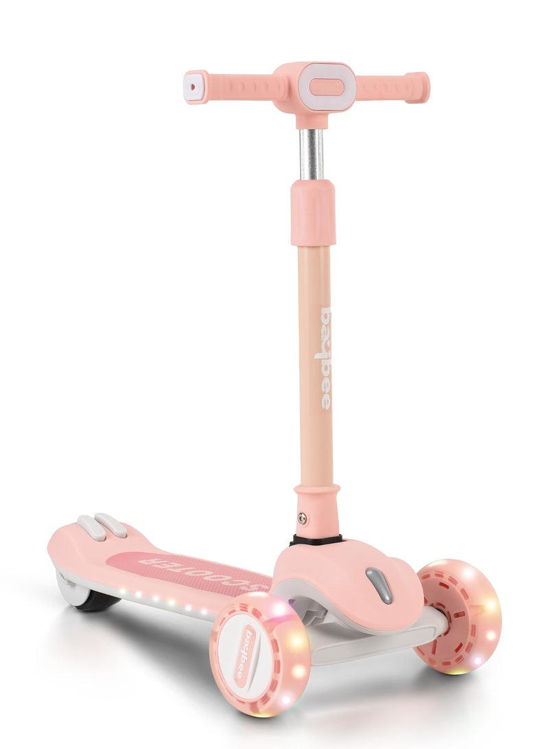 Baybee Cruze Skate Scooter for Kids 3 Wheel Kids Scooter with 3 Height Adjustable Baby Scooter with LED PU Wheels, Light & Music Kick Scooter for Baby Scooter for Kids 3 to 8 Years Boy Girl Pink