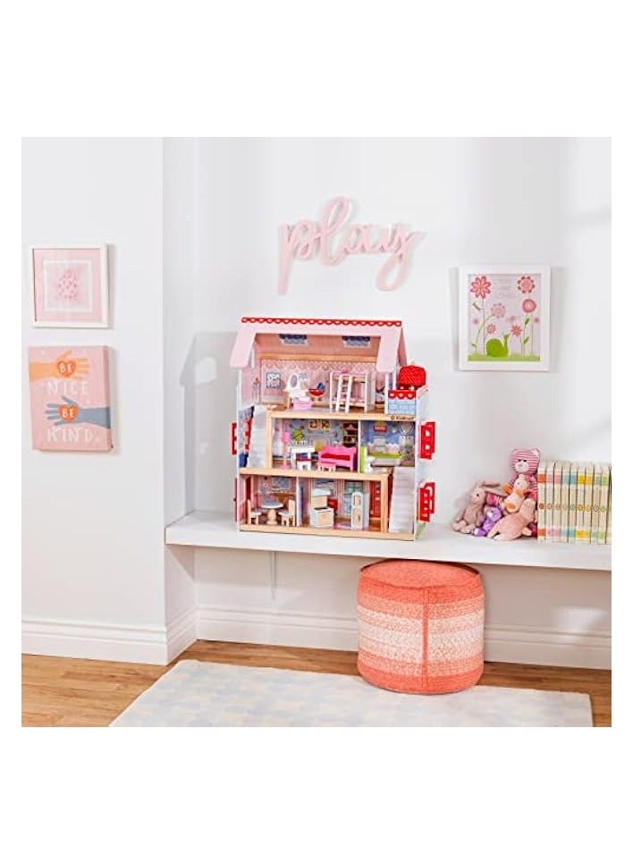 Chelsea Doll Cottage Wooden Dolls House With Furniture And Accessories Included (3 Storey Play Set For 30 Cm/12 Inch Dolls), 65054