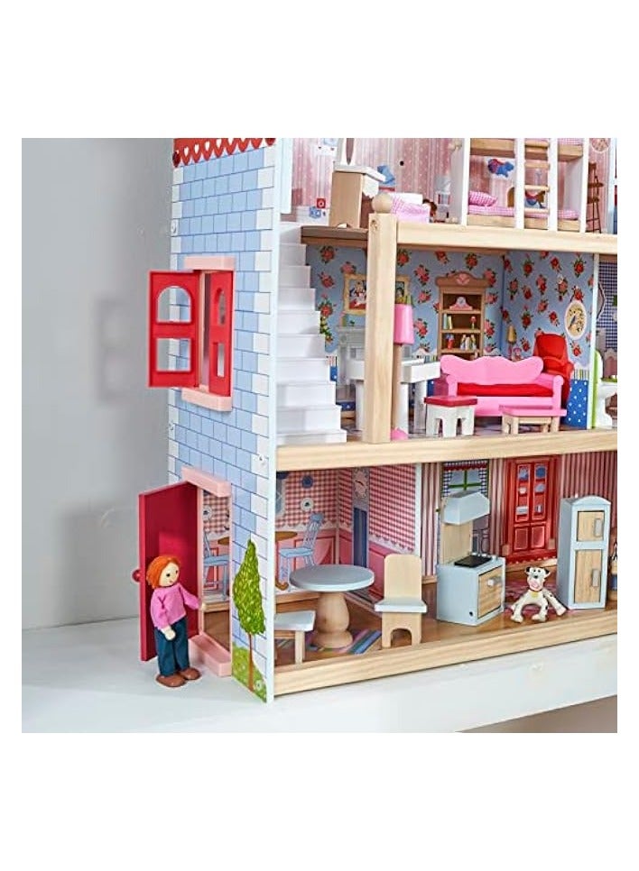 Chelsea Doll Cottage Wooden Dolls House With Furniture And Accessories Included (3 Storey Play Set For 30 Cm/12 Inch Dolls), 65054