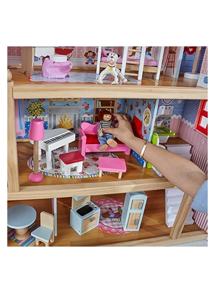 Chelsea Doll Cottage Wooden Dolls House With Furniture And Accessories Included (3 Storey Play Set For 30 Cm/12 Inch Dolls), 65054