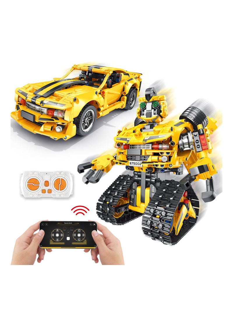 2-in-1 Build a Robot Kit,901 Pieces Remote & APP Controlled Robot & Car,Robotic Transformers Toys STEM Projects for Kids Ages 8 9 10 11 12+