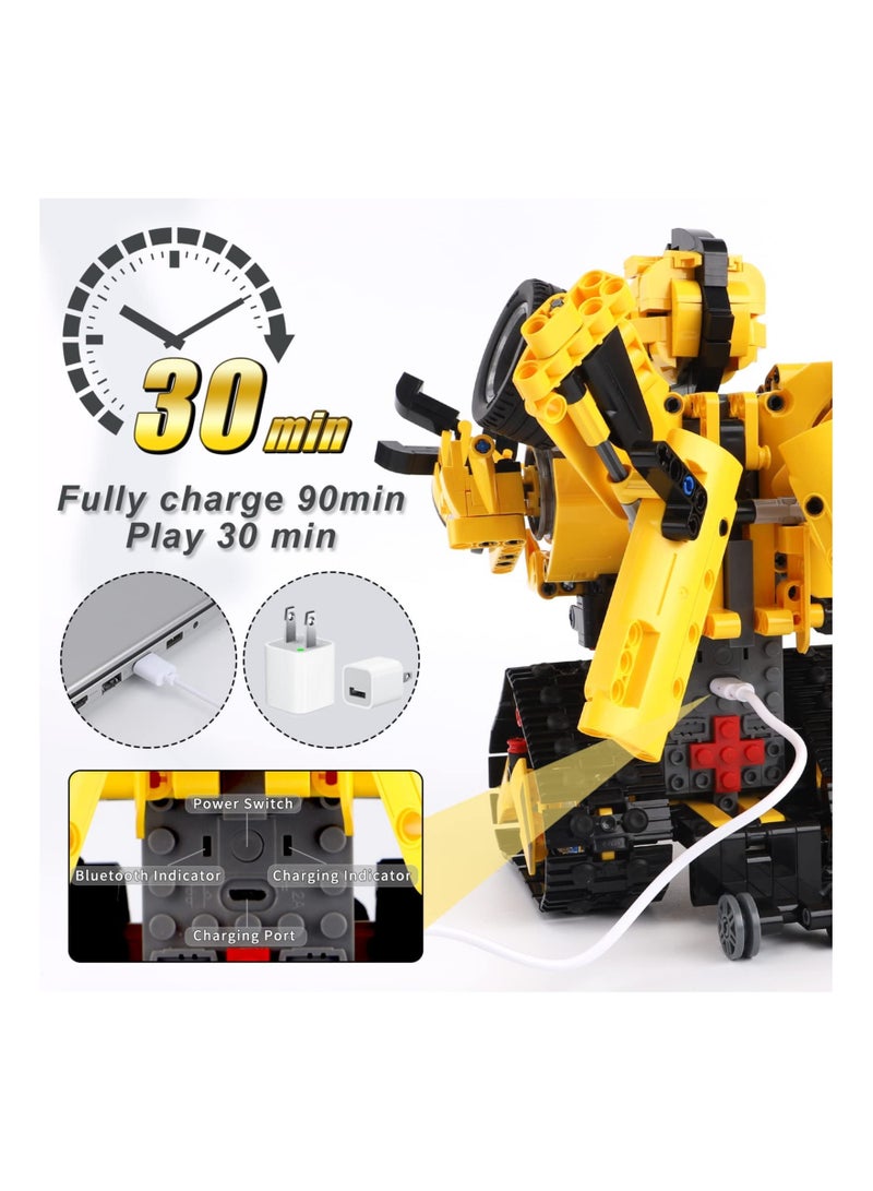 2in1 Remote Control Robot Kit with 901 Pieces APP Controlled STEM Toys for Kids Ages 8 and Up