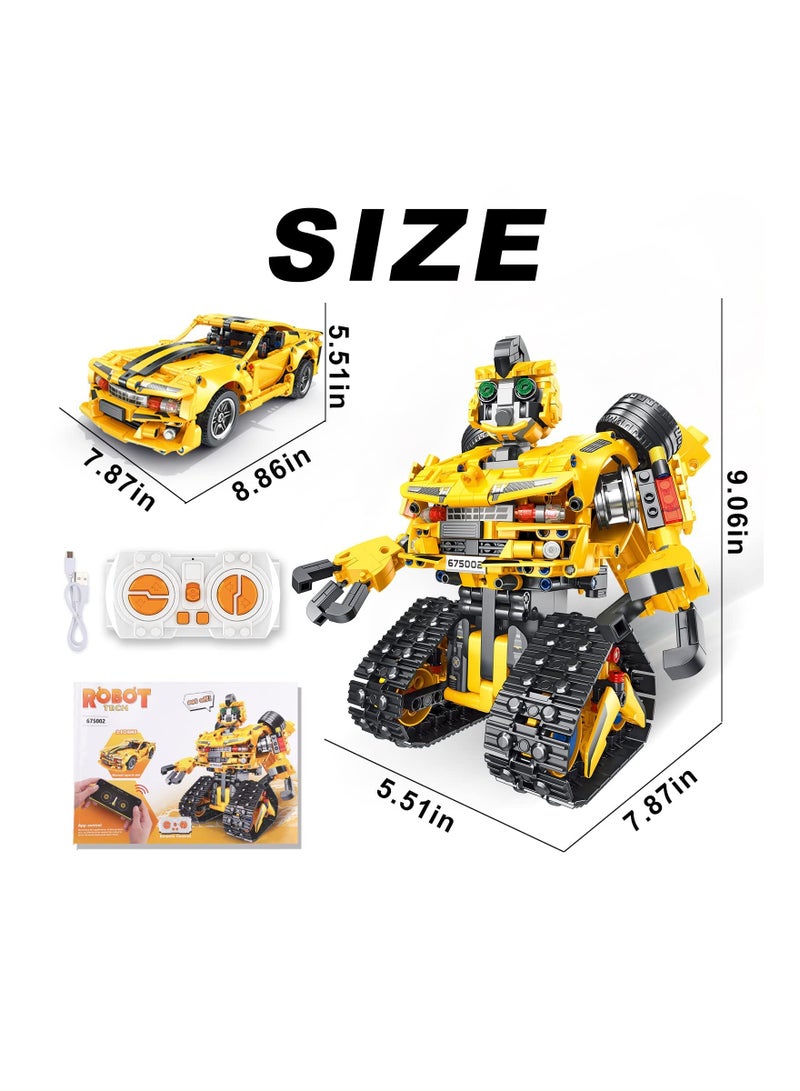 2in1 Remote Control Robot Kit with 901 Pieces APP Controlled STEM Toys for Kids Ages 8 and Up