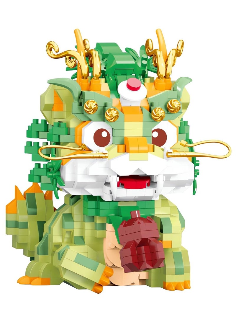 Auspicious Dragon 2024 Building Set for Adults，Small Cute Animals Lion Dance Auspicious Lunar New Year Home Decor,STEM Educational Toys Theme for Kid Boy Girl Adult 877 Pcs