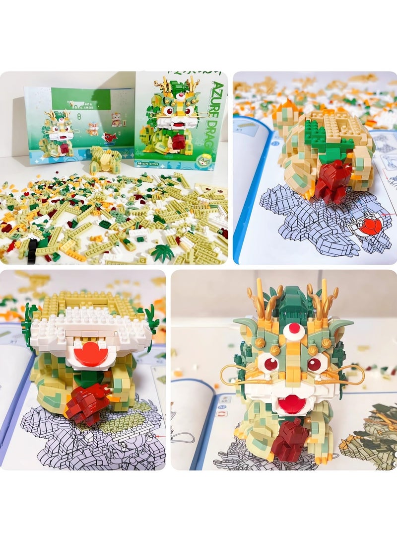 Auspicious Dragon 2024 Building Set for Adults，Small Cute Animals Lion Dance Auspicious Lunar New Year Home Decor,STEM Educational Toys Theme for Kid Boy Girl Adult 877 Pcs