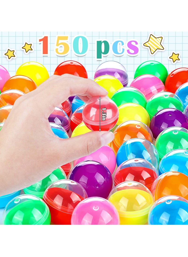 150 Pcs Clear Gumball Capsules - Colorful Plastic Containers for Candy, Toys & Party Favors - 1.3 Inch Round Vending Machine Supplies