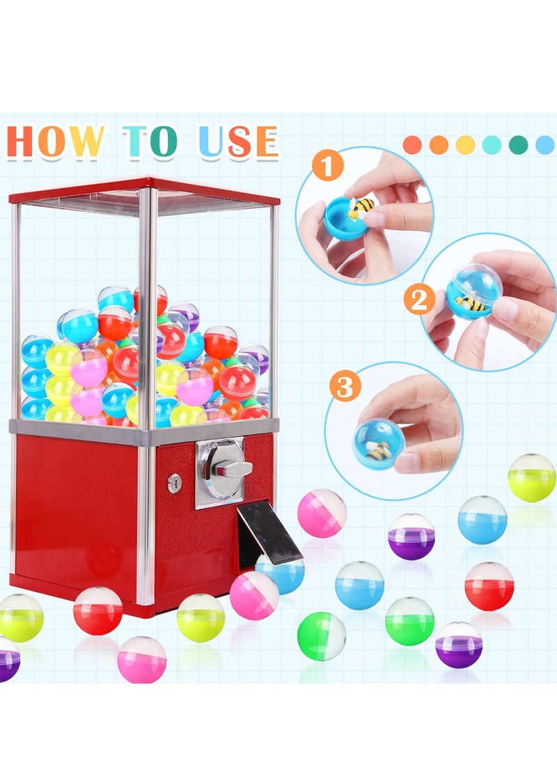 150 Pcs Gumball Vending Machine Capsules - Empty Clear Colored Round Containers Random Colors Plastic Containers Toy for Candy Party Favor Prizes and Party Favors 1.3 Inch