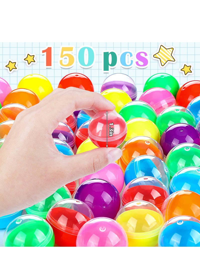 150 Pcs Gumball Vending Machine Capsules Empty Clear Colored Round Containers Random Colors Plastic Containers Toy for Candy Party Favor Prizes and Party Favors 1.8 Inch