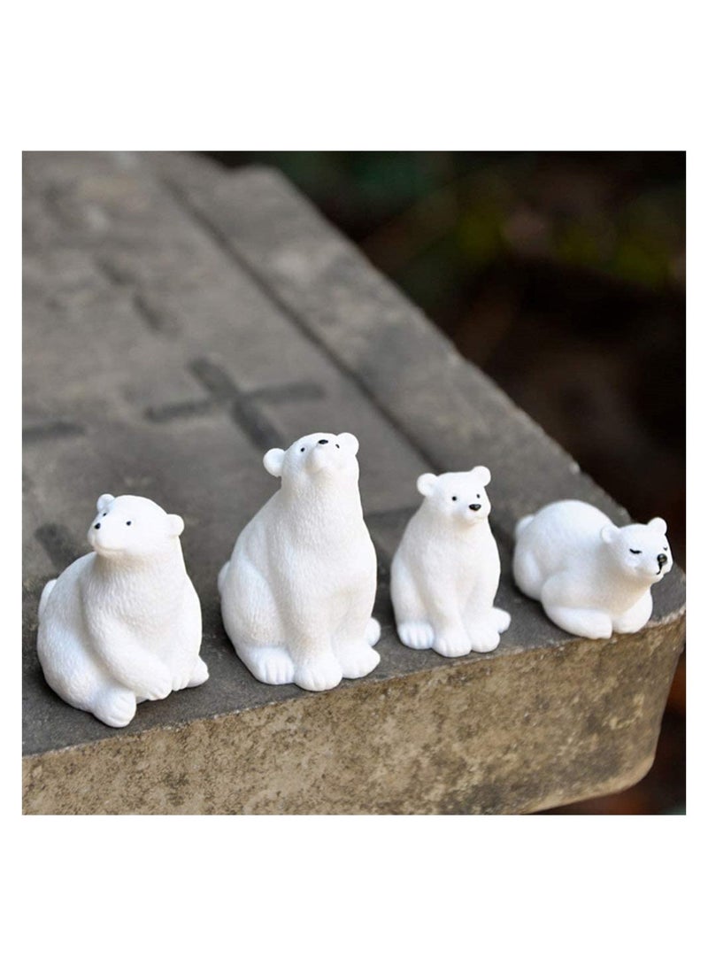 Mini Polar Bear Realistic Animals Figures Animals Miniature Resin Mini Polar Bear Figurine Fairy Cake Toppers Christmas Party Birthday Gifts Garden Micro Landscape Decoration, 20 Pcs