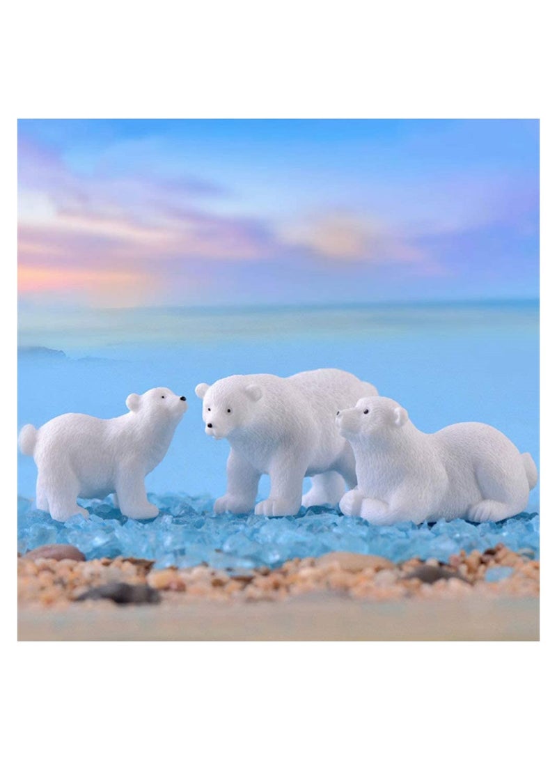 Mini Polar Bear Realistic Animals Figures Animals Miniature Resin Mini Polar Bear Figurine Fairy Cake Toppers Christmas Party Birthday Gifts Garden Micro Landscape Decoration, 20 Pcs