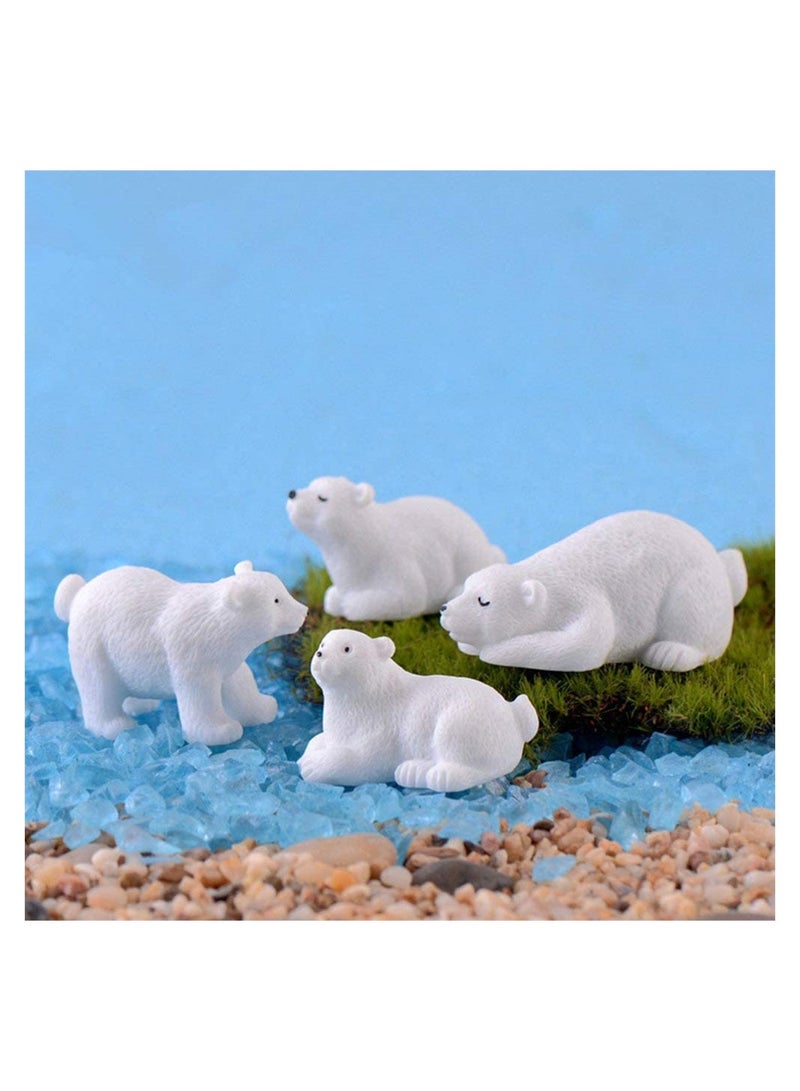 Mini Polar Bear Realistic Animals Figures Animals Miniature Resin Mini Polar Bear Figurine Fairy Cake Toppers Christmas Party Birthday Gifts Garden Micro Landscape Decoration, 20 Pcs