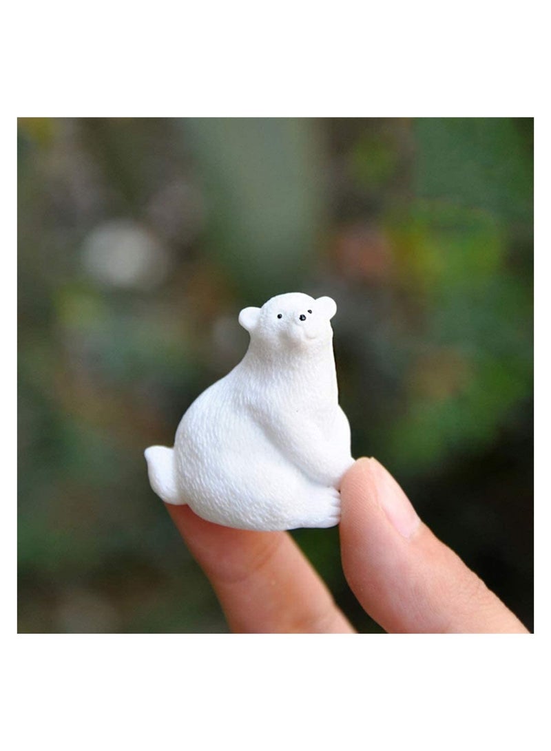 Mini Polar Bear Realistic Animals Figures Animals Miniature Resin Mini Polar Bear Figurine Fairy Cake Toppers Christmas Party Birthday Gifts Garden Micro Landscape Decoration, 20 Pcs