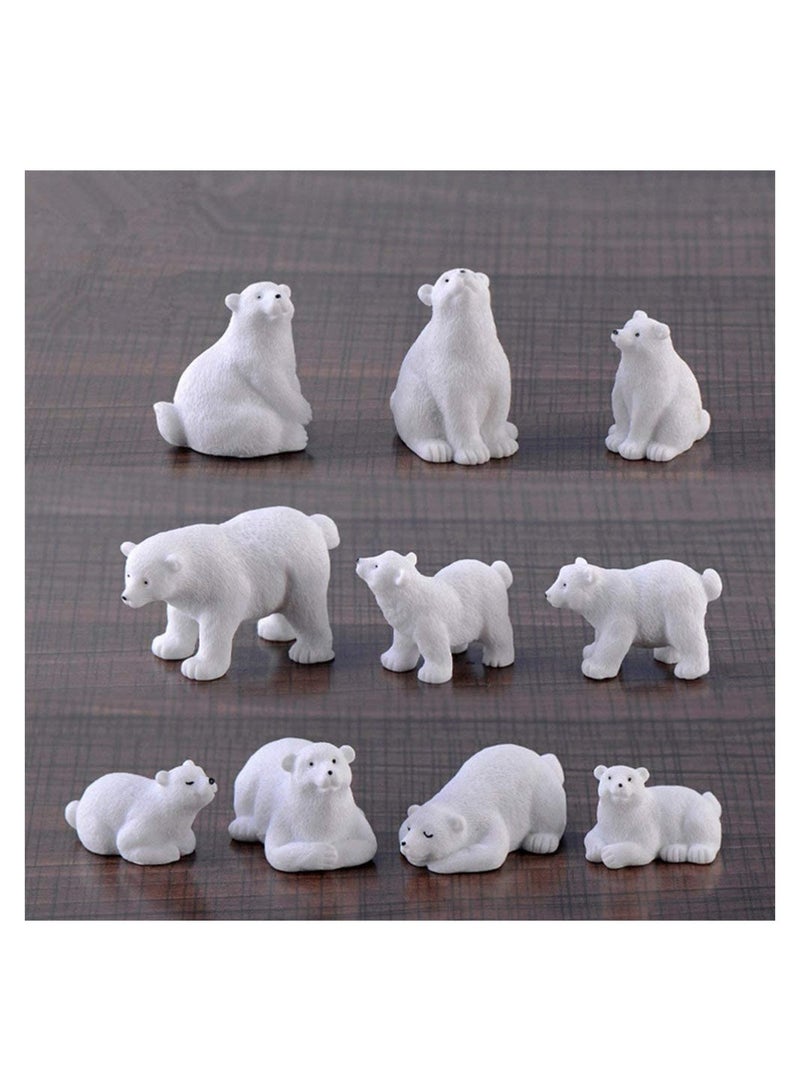 Mini Polar Bear Realistic Animals Figures Animals Miniature Resin Mini Polar Bear Figurine Fairy Cake Toppers Christmas Party Birthday Gifts Garden Micro Landscape Decoration, 20 Pcs