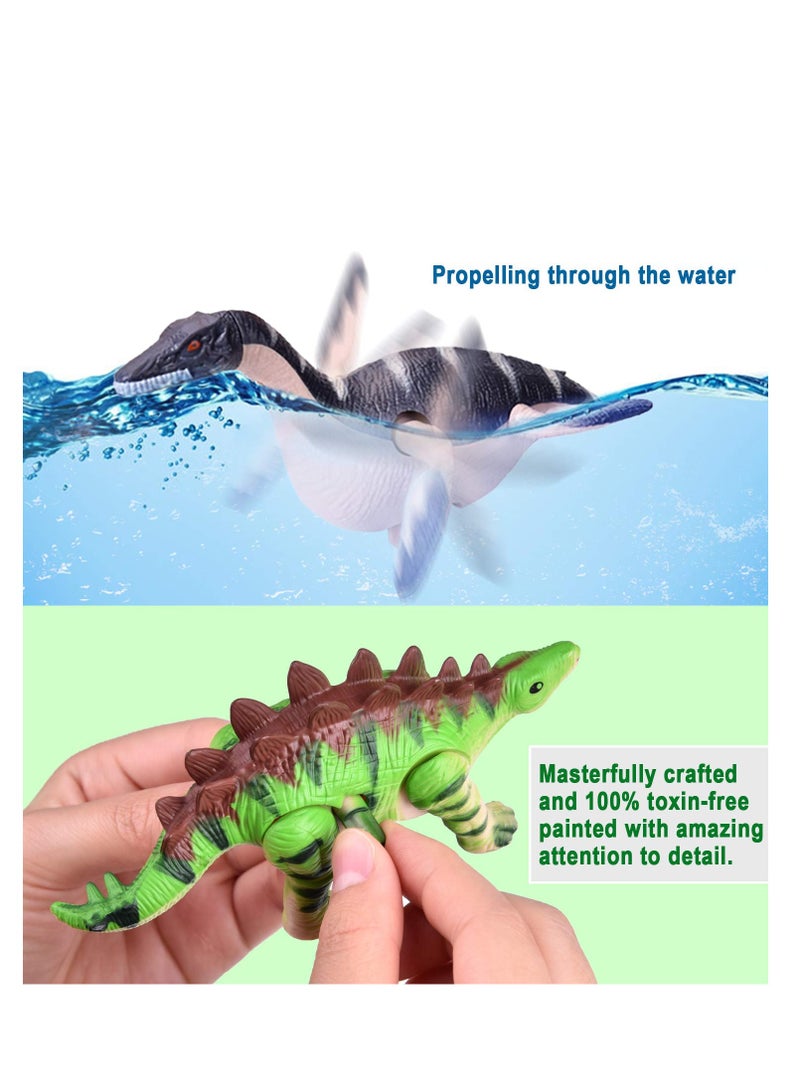 12 PCS Dinosaur Wind Up Toy for Kids, Toddler Bath Pool Clockwork Animal Toys Bulk Flip Walking Jumping, Dino Theme Birthday Christmas Party Supplies Favors Gifts Stocking Stuffers