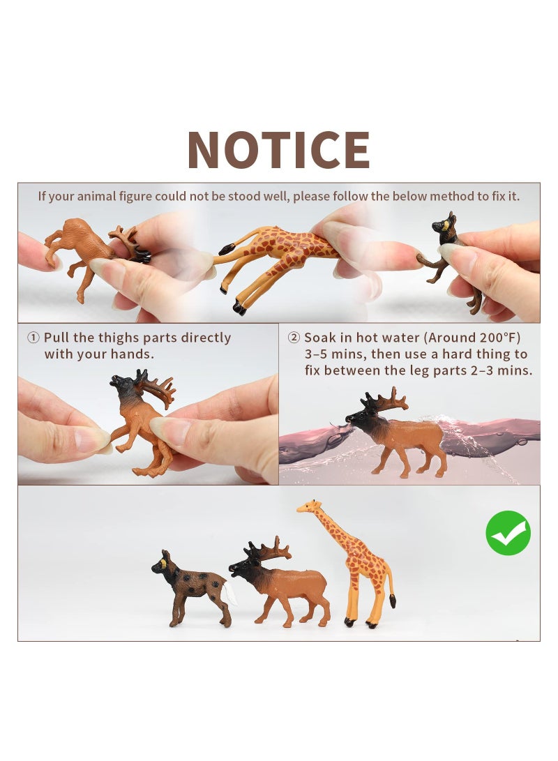 Mini Animal Figures Toy, 12PCS Plastic Tiny Forest Jungle Zoo Will Animal Figurines Cake Toppers Party Favor for Kids