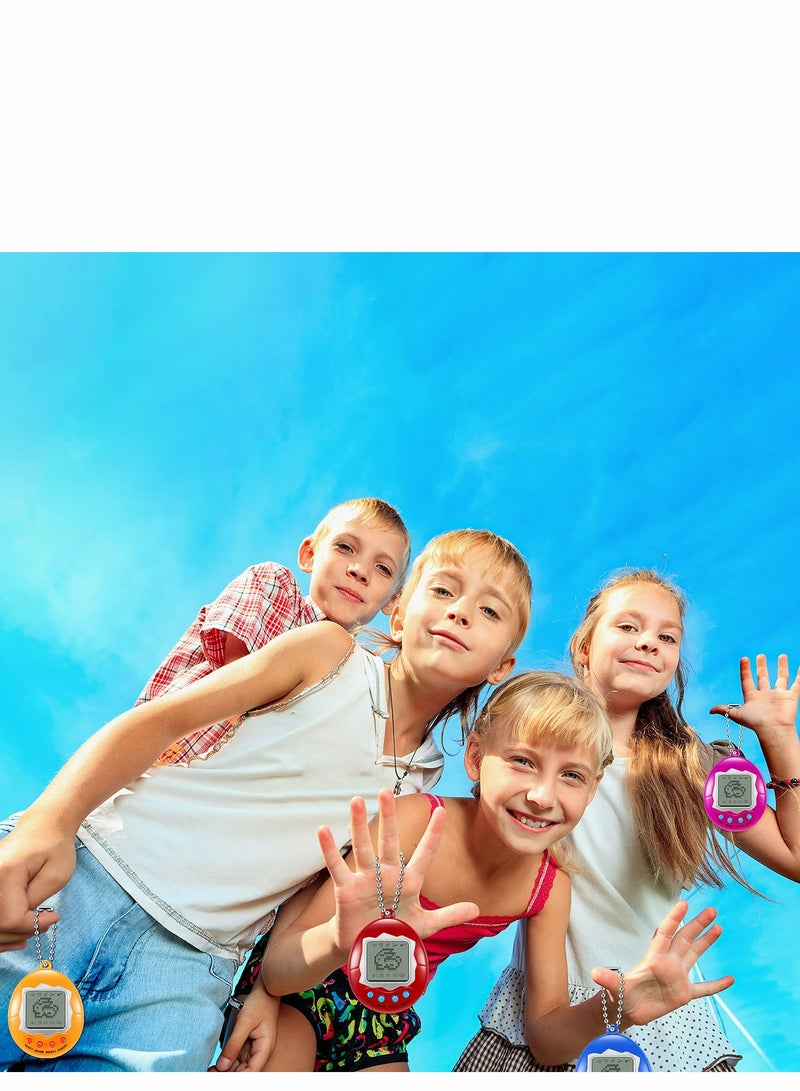 4 Pieces Virtual Electronic Digital Pet Keychain Game Digital Game Keychain Nostalgic Virtual Digital Pet Retro Handheld Electronic Game Machine with Keychain for Boys Girls