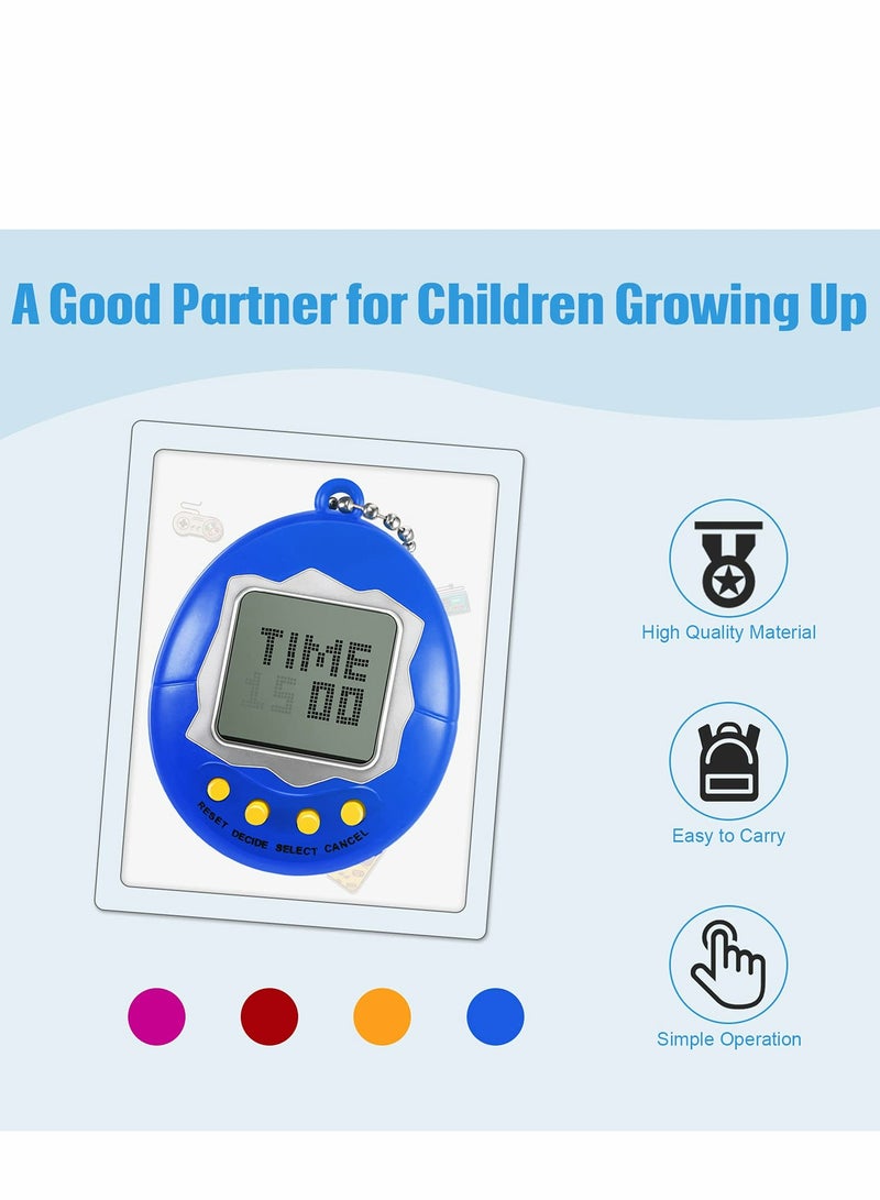 4 Pieces Virtual Electronic Digital Pet Keychain Game Digital Game Keychain Nostalgic Virtual Digital Pet Retro Handheld Electronic Game Machine with Keychain for Boys Girls