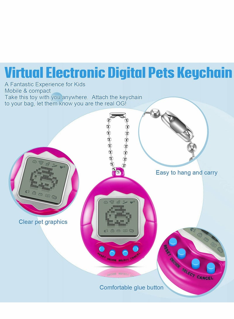 4 Pieces Virtual Electronic Digital Pet Keychain Game Digital Game Keychain Nostalgic Virtual Digital Pet Retro Handheld Electronic Game Machine with Keychain for Boys Girls