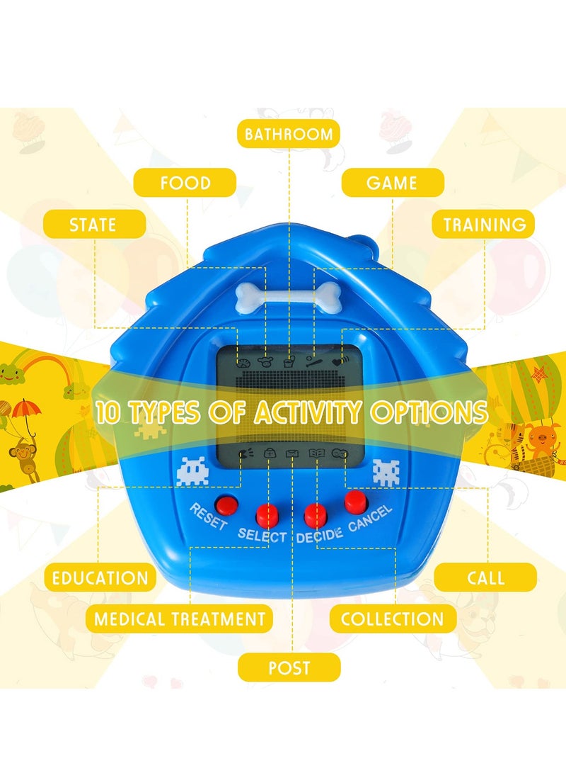 4 Pieces Pet Keychain Electronic Pets Nostalgic Virtual Pet Nano Digital Pet Keyring Retro Handheld Game Machine for Boys Girls Adults, 2.2 x 2.2 Inch 168 Pets, Red Blue Yellow Green