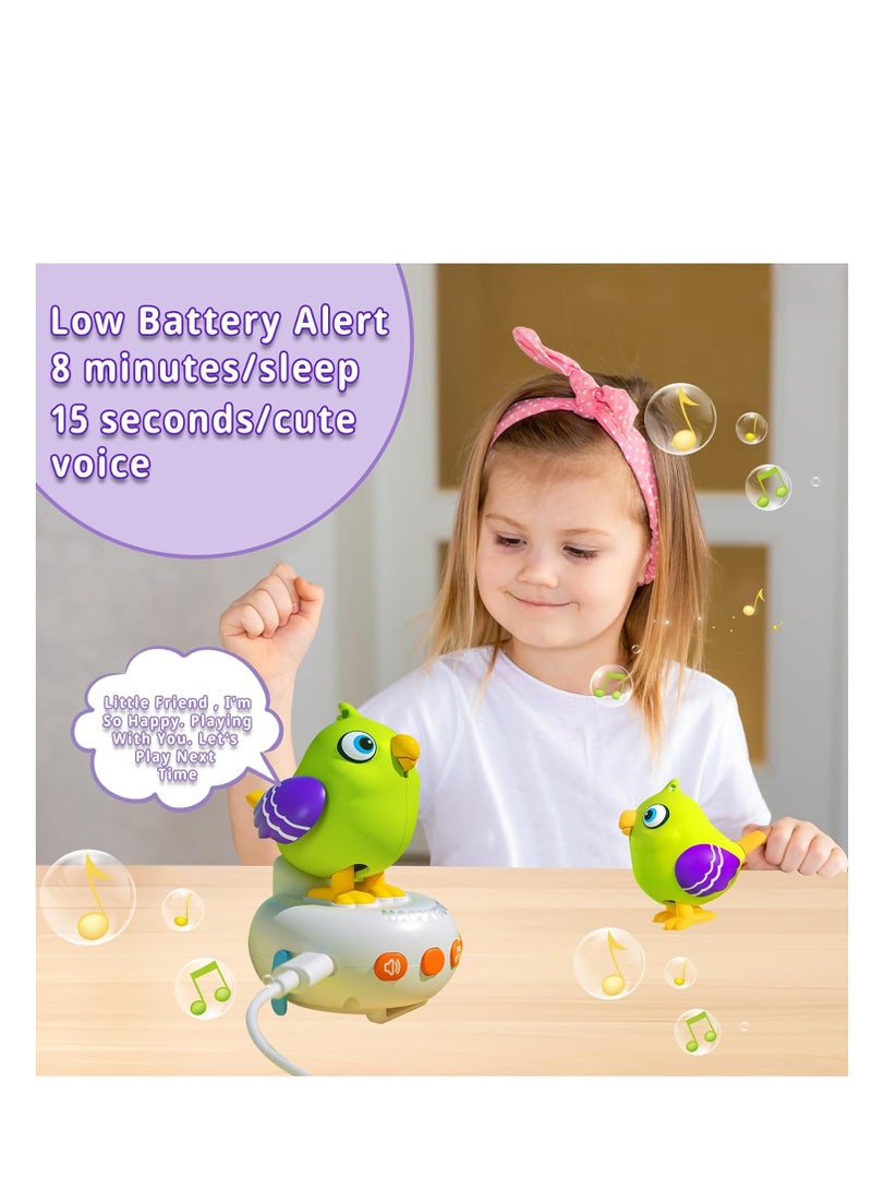 Interactive Musical Electronic Pets, Early Educational Learning Toys with 26 Songs & Recording, Interactive Pets Talking Bird for Kids, 1 2 3 4 Year Old Boy Girl Birthday Gift, Purple