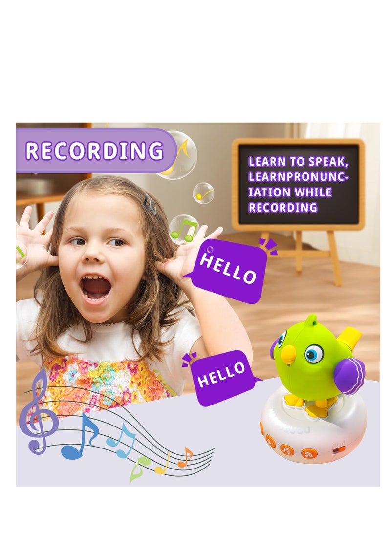 Interactive Musical Electronic Pets, Early Educational Learning Toys with 26 Songs & Recording, Interactive Pets Talking Bird for Kids, 1 2 3 4 Year Old Boy Girl Birthday Gift, Purple