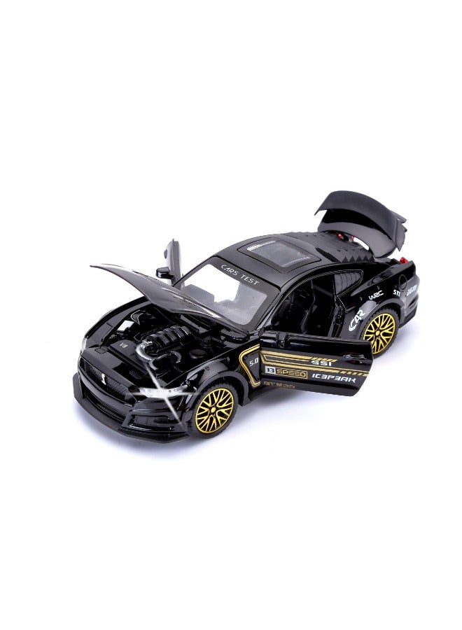 GT500 Mustang Toy Car for Boys – Die-Cast Metal Pull Back Toy Car with Sounds and Lights – Perfect Gift for Kids Aged 3+ (Black)