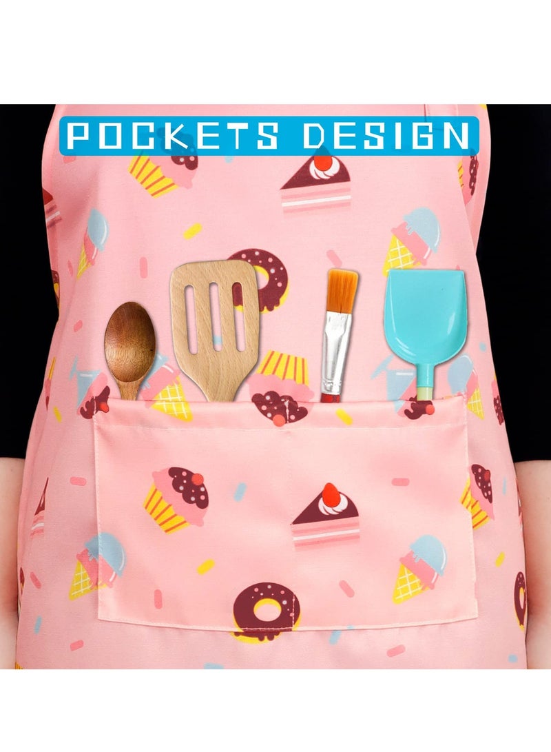 Kids Aprons for Girls Toddler, Adjustable with Pockets Cooking Baking Painting Crafting Art Gardening