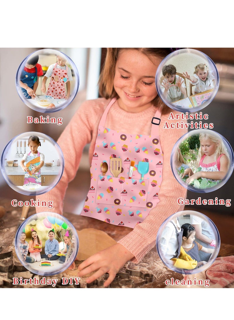 Kids Aprons for Girls Toddler, Adjustable with Pockets Cooking Baking Painting Crafting Art Gardening