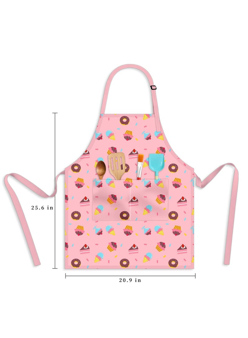 Kids Aprons for Girls Toddler, Adjustable with Pockets Cooking Baking Painting Crafting Art Gardening