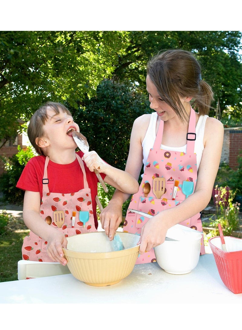 Kids Aprons for Girls Toddler, Adjustable with Pockets Cooking Baking Painting Crafting Art Gardening