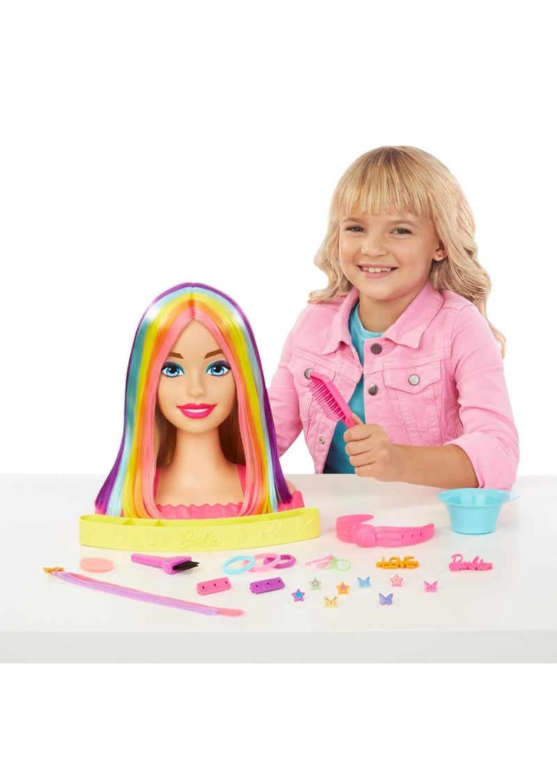 Barbie Totally Hair Neon Rainbow Deluxe Styling Head HMD78