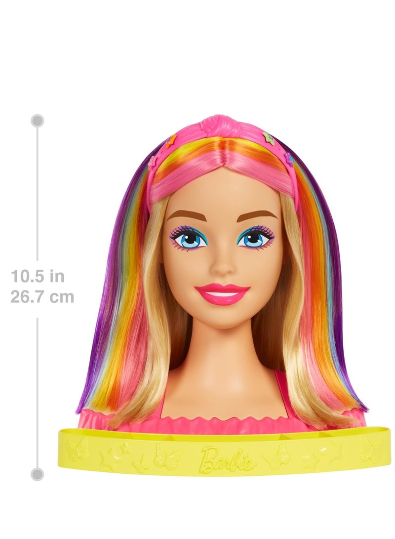 Barbie Totally Hair Neon Rainbow Deluxe Styling Head HMD78