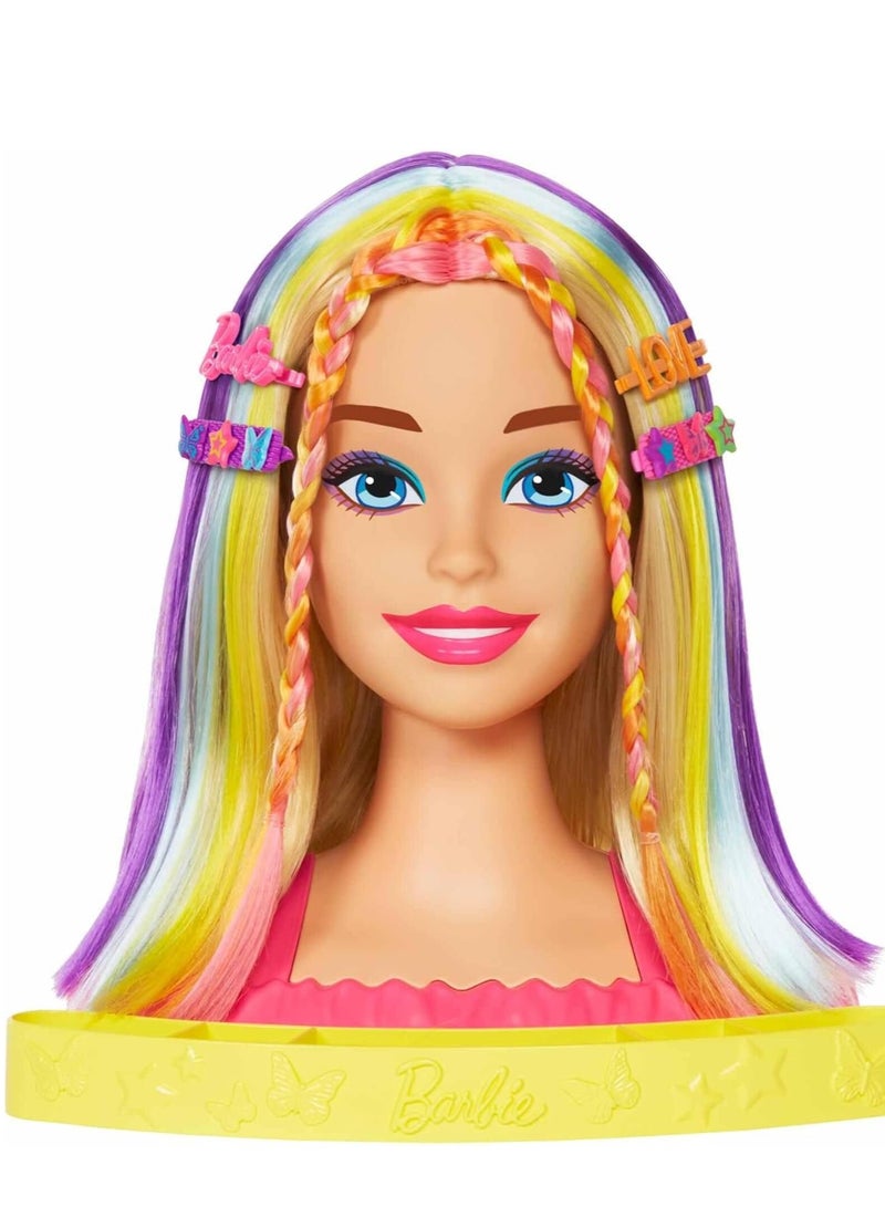 Barbie Totally Hair Neon Rainbow Deluxe Styling Head HMD78