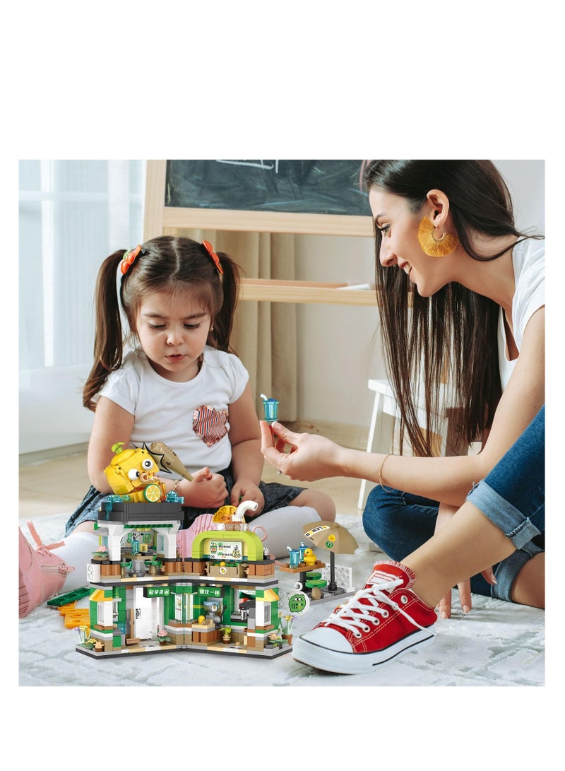 Building Blocks Toys, Japanese Street View Lemon Tea Shop Toy, MOC Construction Creative Japan Architecture Model, Architecture Construction Toy, 796 PCS Simulation Mini Bricks for Boy Girl