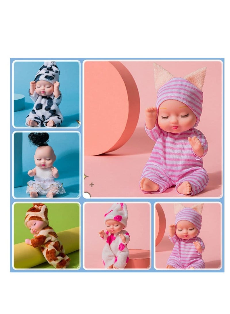 Mini Reborn Dolls, 3.5 Inch Mini Doll Toy, Mini Newborn Reborn Baby Sleeping Rebirth Dolls, Small Mini Dolls with Clothes, for Children, Boys, Girls, Gift, Safe and Comfortable Material (8 Pieces)