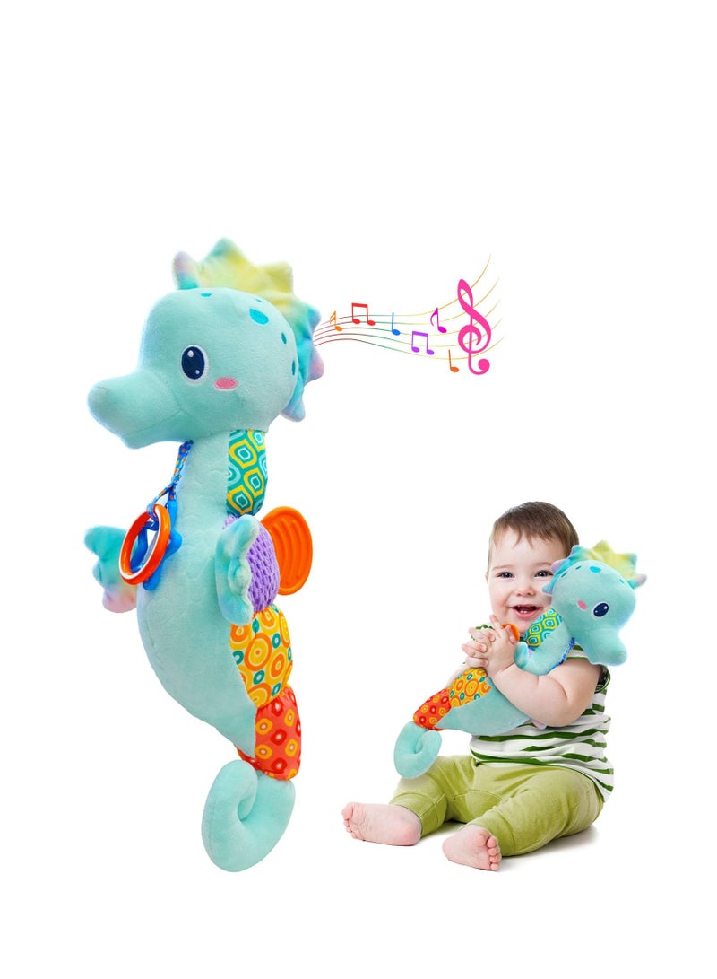 Plush Musical Toys, Cute Stuffed Animal Infant Toys with Light & Sounds, Multi-Textures & Rattles, Baby Stuffed Wobble Musical Toy, Roly-Poly Sensory Toy Birthday Gift for Newborn Boys & Girls