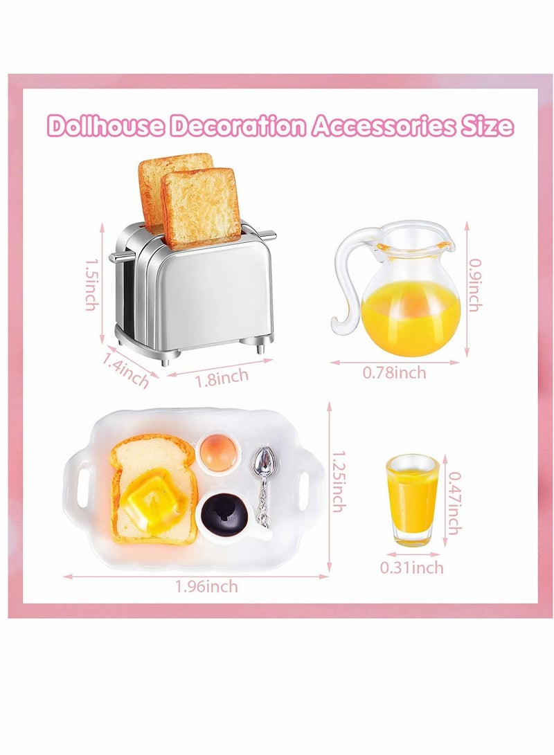 Dolls Accessories, Dollhouse Decoration Accessories, 1:12/ 1:6, Dollhouse Miniature Scene Model, Miniature Scene Model, Mini Scene, Breakfast Set, Pretend Toy (Juice, Butter, Bread Machine Set)